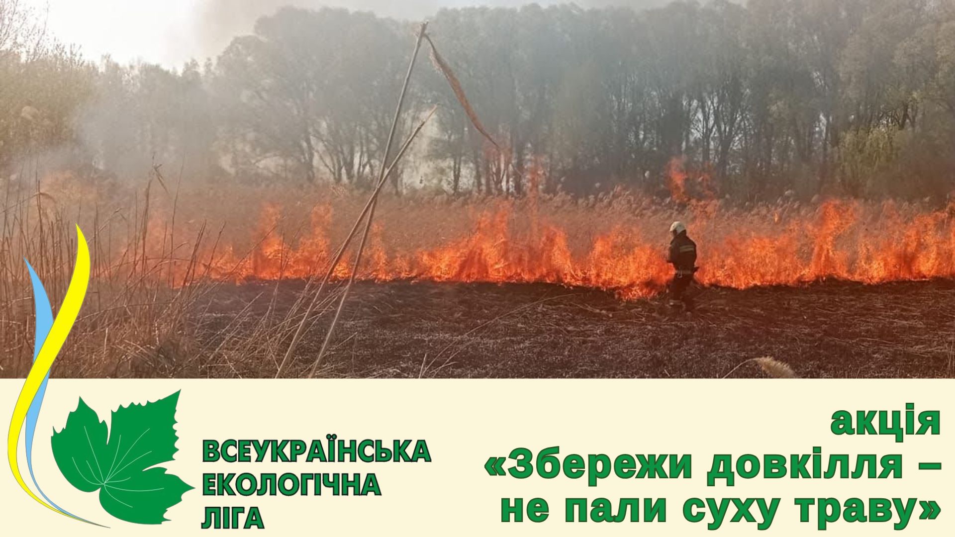 Фотографія горить трава, оголошення про акцію