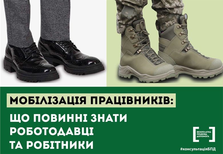 Фотографія дві пари чоловічиї ніг: одні в туфлях, інші в берцах