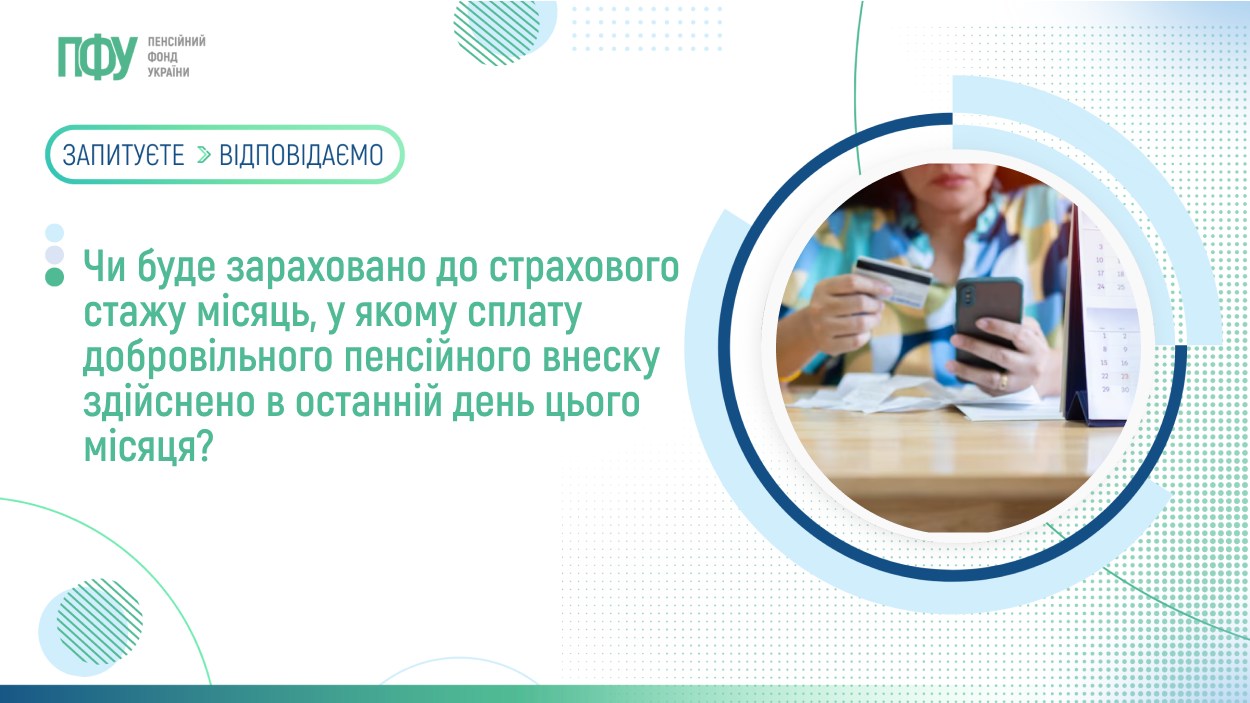 Фотографія справа у колі жінка з телефономм та банківською картою, зліва заголоовок