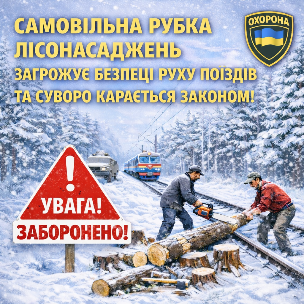 Фотографія лісоруби вздовж залізниці, текстова інформація
