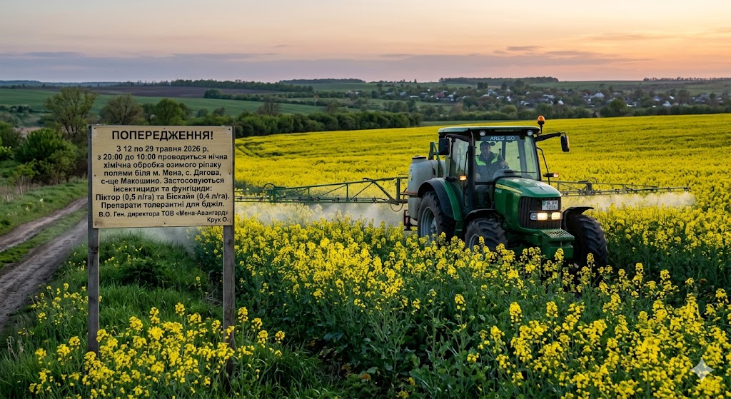 Фотографія трактор на полі ріпаку
